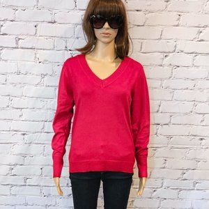 Cielo, red v-neck pullover cotton/silk sweater, size: XL